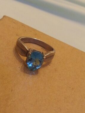Sterling Silver Blue Topaz Solitaire Ring - Blue